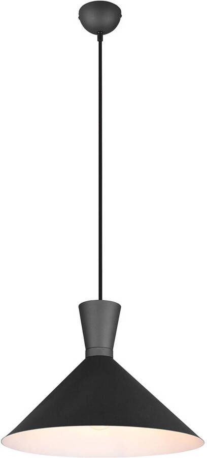BES LED Hanglamp Trion Ewomi E27 Fitting 1-lichts Rond Mat Zwart Aluminium Ø35cm