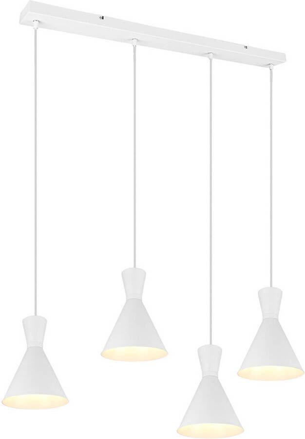BES LED Hanglamp Trion Ewomi E27 Fitting 4-lichts Rechthoek Mat Wit Aluminium