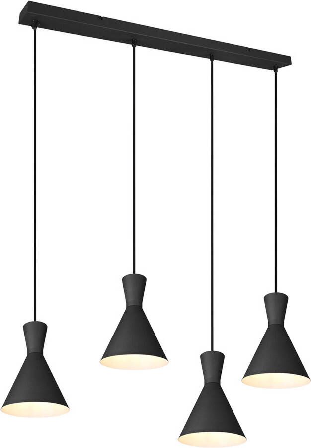 BES LED Hanglamp Trion Ewomi E27 Fitting 4-lichts Rechthoek Mat Zwart Aluminium