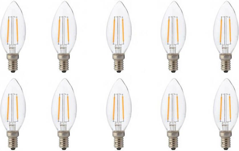 BES LED Lamp 10 Pack Kaarslamp Filament E14 Fitting 4W Warm Wit 2700K