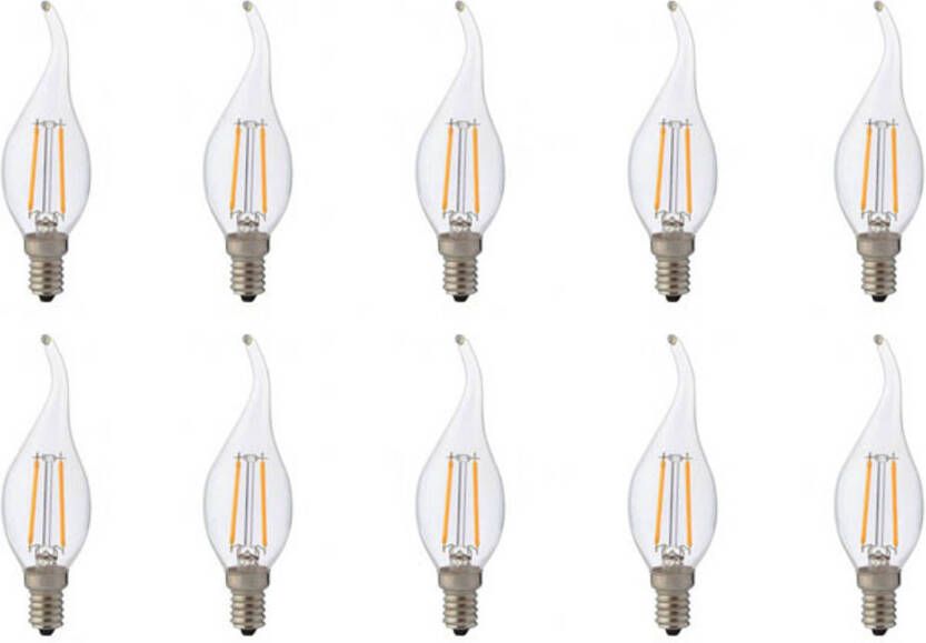 BES LED Lamp 10 Pack Kaarslamp Filament Flame E14 Fitting 4W Natuurlijk Wit 4200K