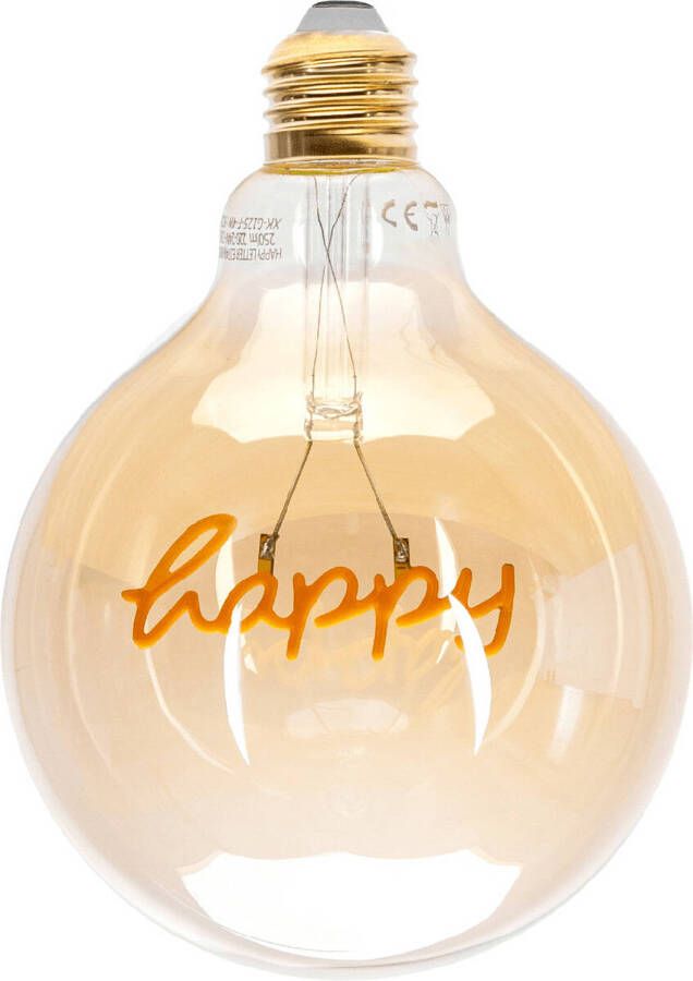 BES LED Lamp Aigi Glow Happy E27 Fitting 4W Warm Wit 1800K Amber