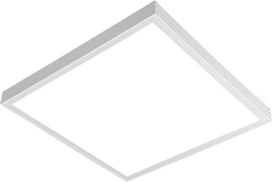 BES LED Paneel Aigi Clena 60x60 Helder Koud Wit 6000K 40W Opbouw Vierkant Mat Wit Flikkervrij