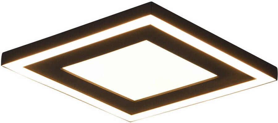 BES LED Plafondlamp Plafondverlichting Trion Coman 17W Warm Wit 3000K Vierkant Mat Zwart Kunststof