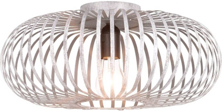 BES LED Plafondlamp Plafondverlichting Trion Johy E27 Fitting Rond Industrieel Mat Grijs Aluminium 40cm
