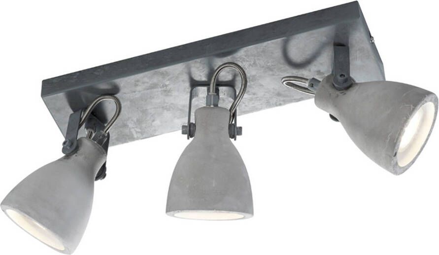 BES LED Plafondspot Trion Conry GU10 Fitting 3-lichts Rechthoek Mat Grijs Beton Look Aluminium
