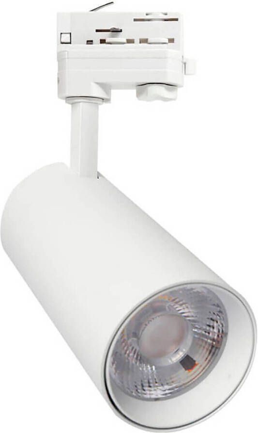 BES LED Railverlichting Track Spot Facto Miya 30W 3 Fase Rond Aanpasbare Kleur CCT Mat Wit Aluminium