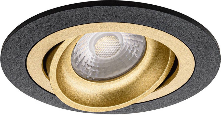 BES LED Spot Armatuur Gu10 Pragmi Alpin Pro Inbouw Rond Mat Zwart goud Aluminium Kantelbaar Ø92mm