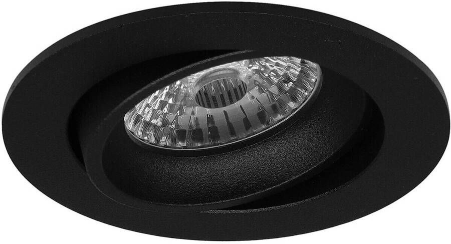 BES LED Spot Armatuur GU10 Pragmi Delton Pro GU10 Inbouwspot Rond Zwart Aluminium Kantelbaar Ø82mm