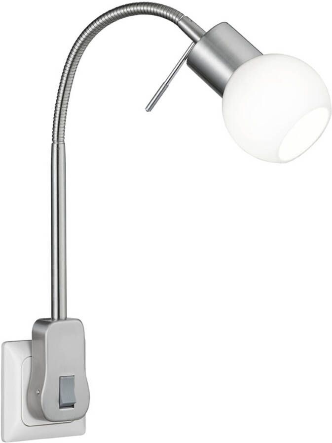 BES LED Stekkerlamp met Schakelaar Trion Frido G9 Fitting 3W Warm Wit 3000K Dimbaar Mat Nikkel Aluminium