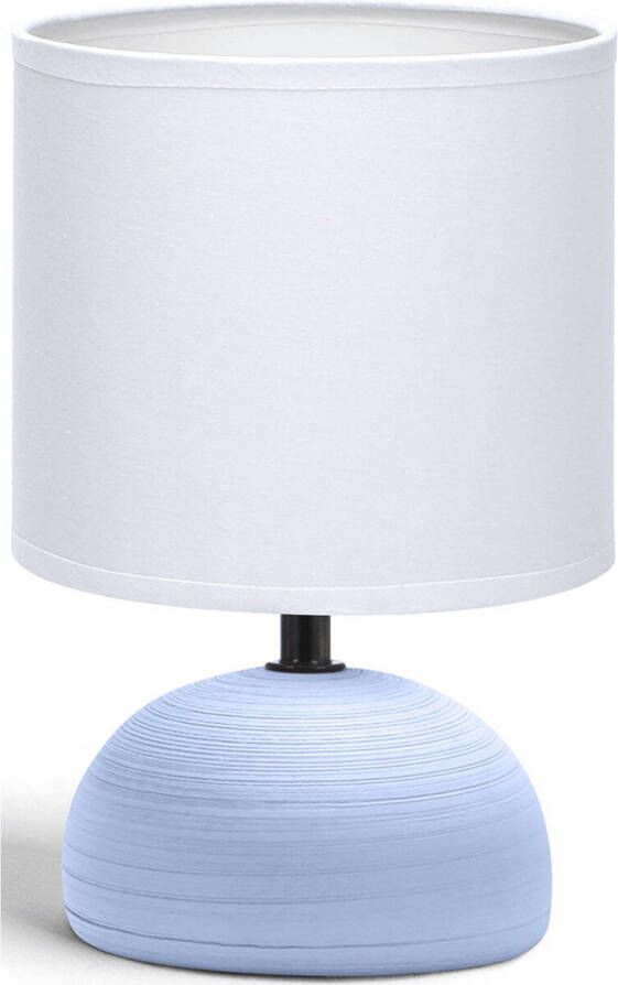 BES LED Tafellamp Tafelverlichting Aigi Conton 2 E14 Fitting Rond Mat Blauw Keramiek