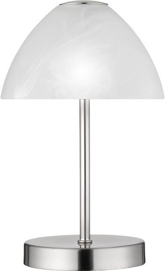 BES LED Tafellamp Tafelverlichting Trion Quno 2W Warm Wit 3000K Rond Mat Nikkel Aluminium