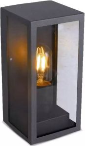 BES LED Tuinverlichting Buitenlamp Viron Bivy Wand E27 Fitting Rond Mat Zwart Aluminium