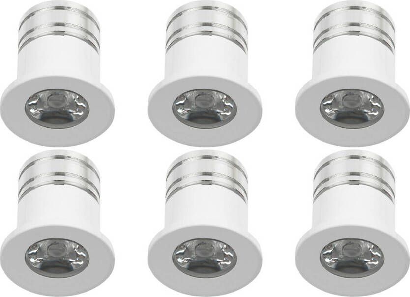 BES LED Veranda Spot Verlichting 6 Pack 3w Natuurlijk Wit 4000k Inbouw Dimbaar Rond Mat Wit Aluminium Ø31mm