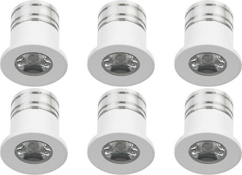 Velvalux LED Veranda Spot Verlichting 6 Pack 3W Natuurlijk Wit 4000K Inbouw Dimbaar Rond Mat Wit Aluminium Ø31mm