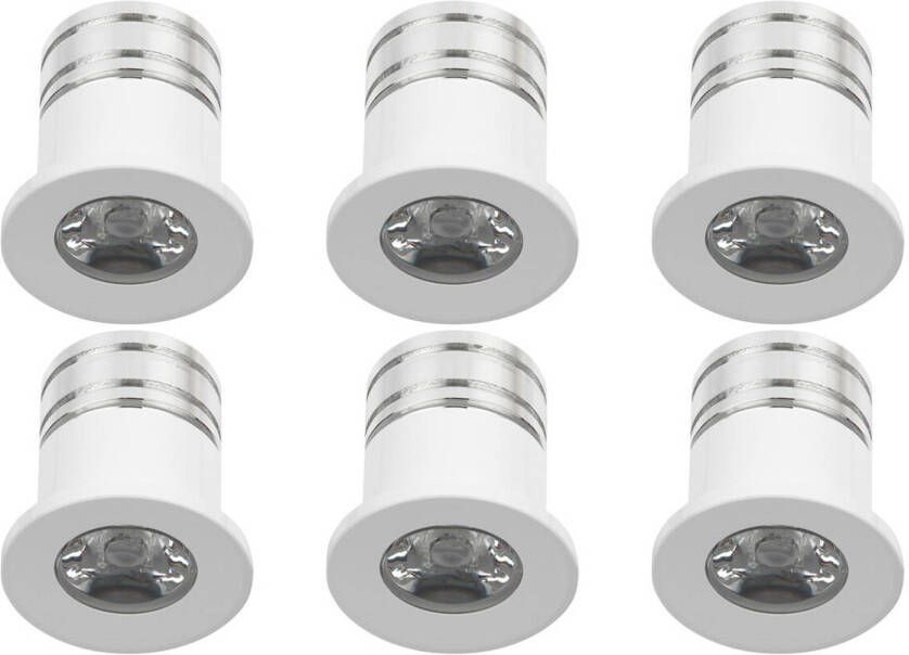 Velvalux LED Veranda Spot Verlichting 6 Pack 3W Natuurlijk Wit 4000K Inbouw Rond Mat Wit Aluminium Ø31mm