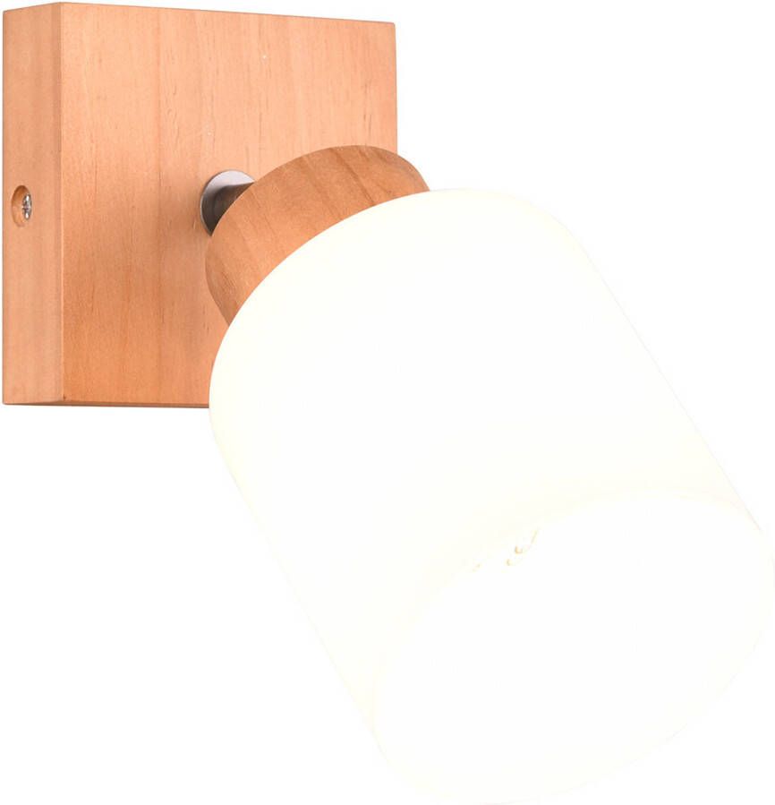 BES LED Wandspot Wandverlichting Trion Asmara E14 Fitting Vierkant Mat Bruin Hout