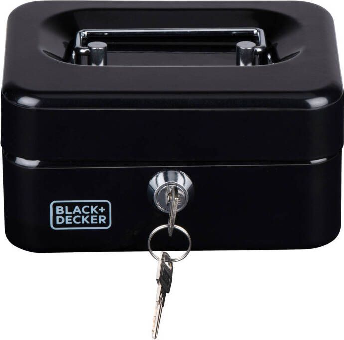 BLACK+DECKER Geldkistje met Sleutel Uitneembare Lade 6 Vakken Incl. 2 Sleutels 20 x 16 x 9 CM Metaal