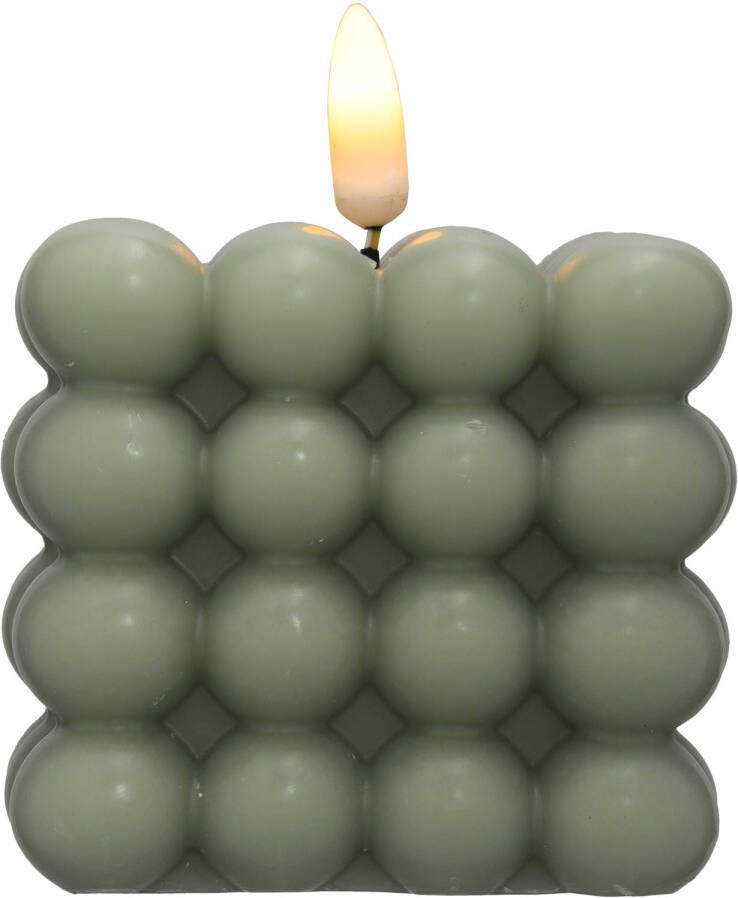 Blokker Bubble LED kaars 7 5x7 5cm groen