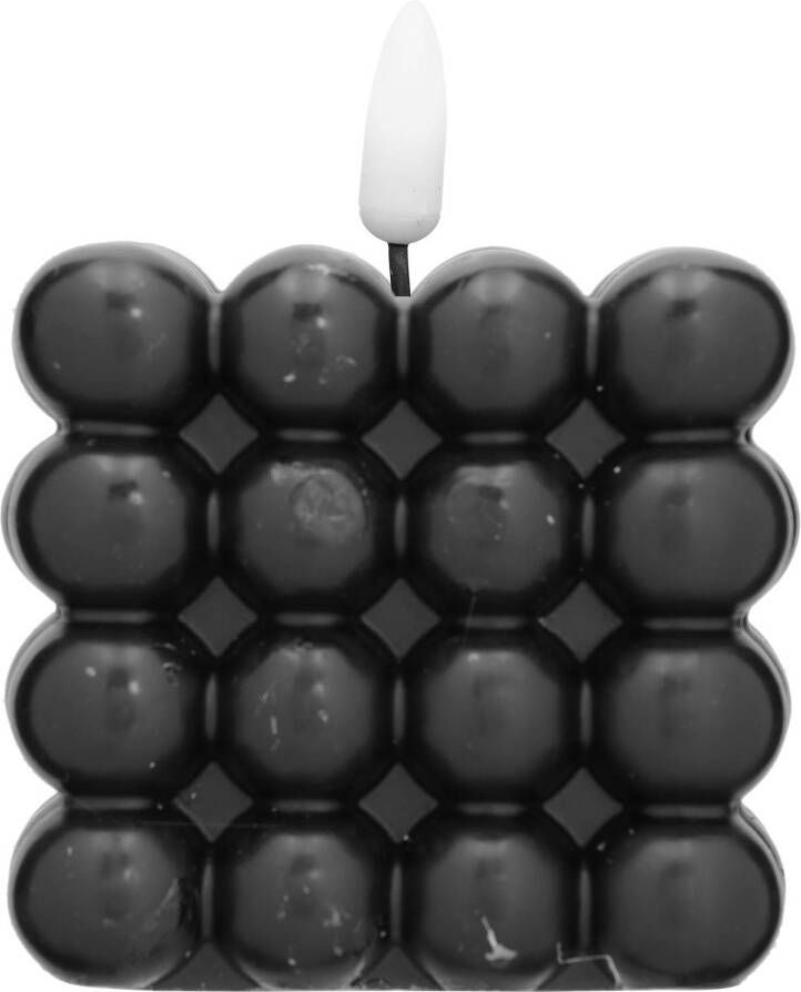 Blokker Bubble LED kaars 7 5x7 5cm zwart