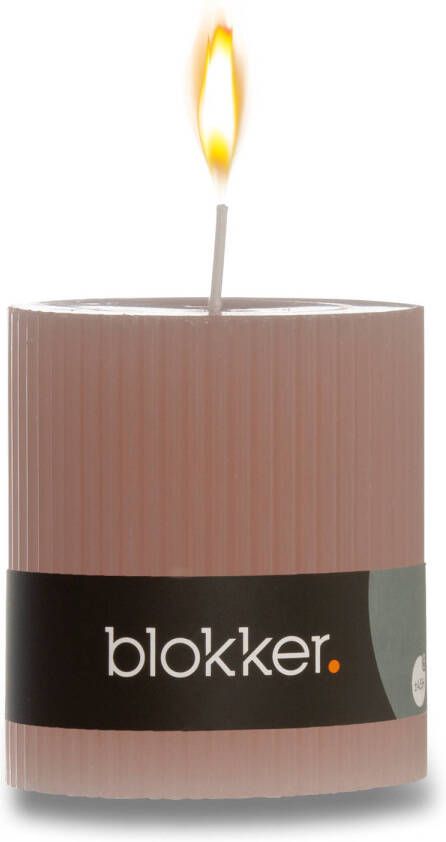 Blokker cilinderkaars ribbel 7x8 cm roze