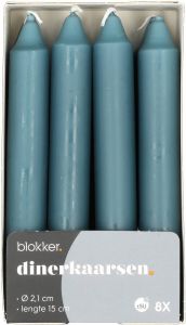 Blokker dinerkaars 8 stuks blauw groen 15 cm