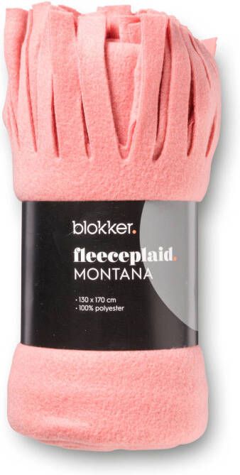 Blokker fleeceplaid Montana oudroze