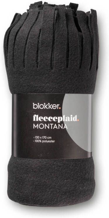 Blokker fleeceplaid Montana zwart