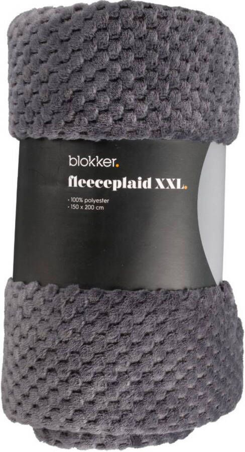 Blokker Fleeceplaid Xxl Grijs 150x200 Cm