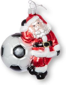Blokker Kerstbal WK Kerstman met voetbal glas