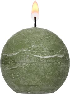 Blokker rustieke bolkaars mosgroen 8x8 cm