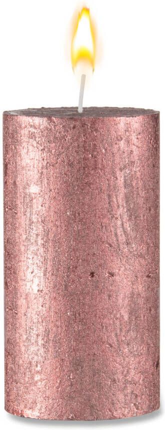 Blokker rustieke cilinderkaars 6 8 x 13 cm rood metallic