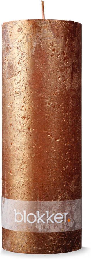 Blokker rustieke cilinderkaars 6 8 x 19 cm koper