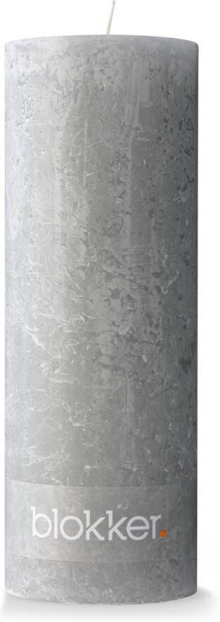 Blokker rustieke cilinderkaars 6 8 x 19 cm licht grijs