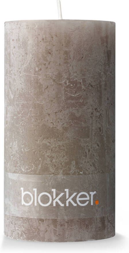 Blokker rustieke cilinderkaars 6 8 x 19 cm taupe