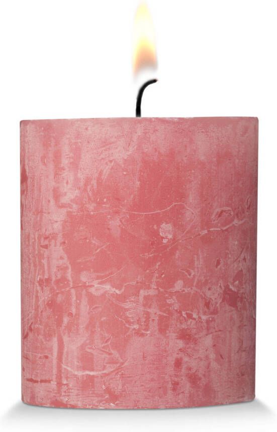 Blokker rustieke cilinderkaars roze 7x8 cm