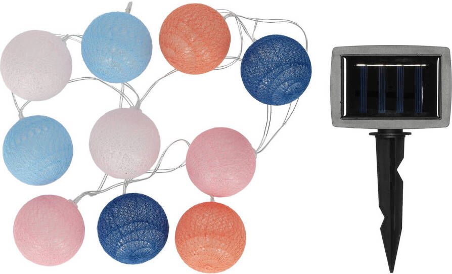 Blokker Solar partylights 10 cottonballs blauw roze terra