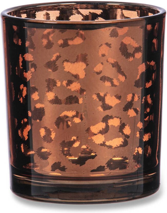 Blokker theelichthouder leopard amber 8cm