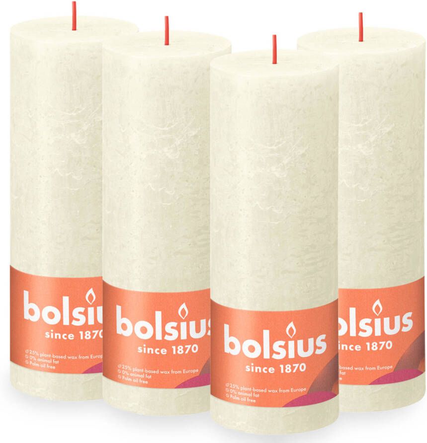 Bolsius 4 rustieke kaarsen ivoor 19cm