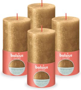 Bolsius Stompkaarsen Shimmer 4 St Rustiek 130x68 Mm Goudkleurig