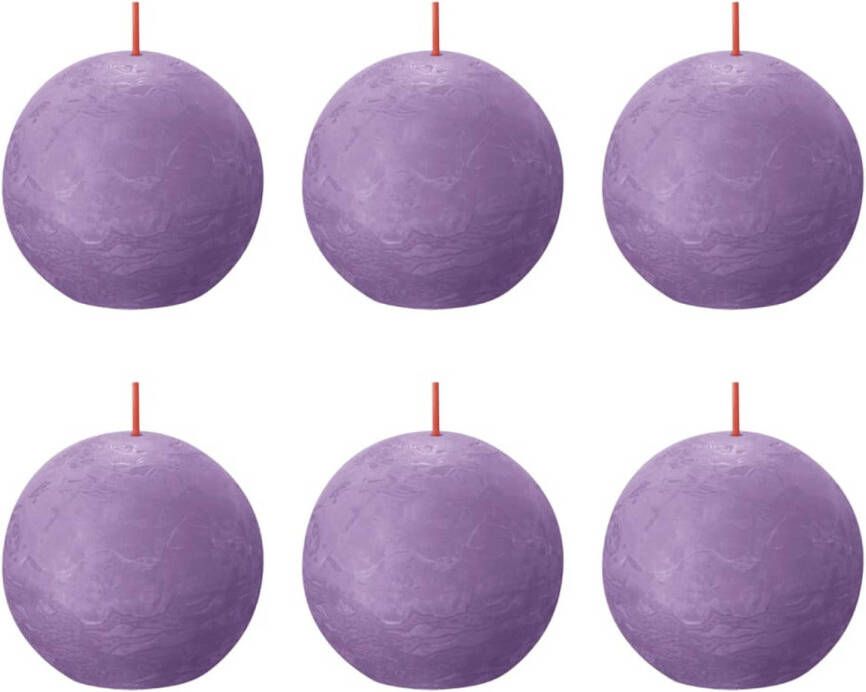 Bolsius Bolkaarsen Shine 6 st rustiek 76x71 mm levendig violet
