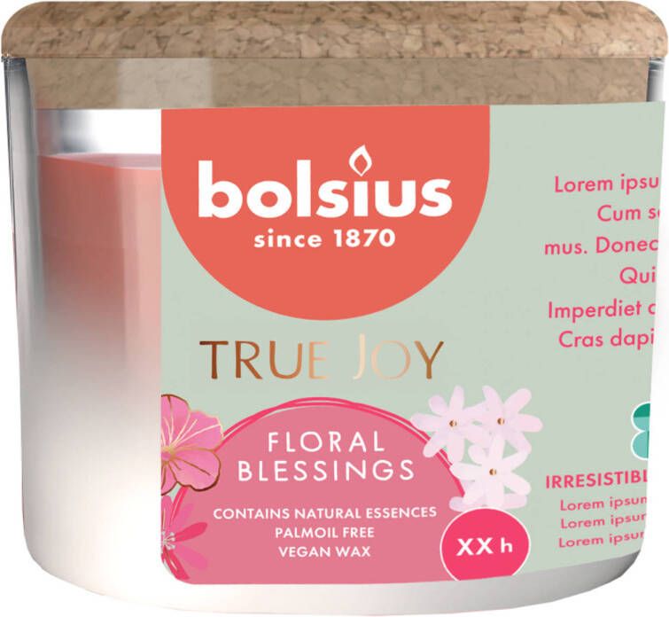 Bolsius Geurglas met kurk 66 83 True Joy Floral Blessings
