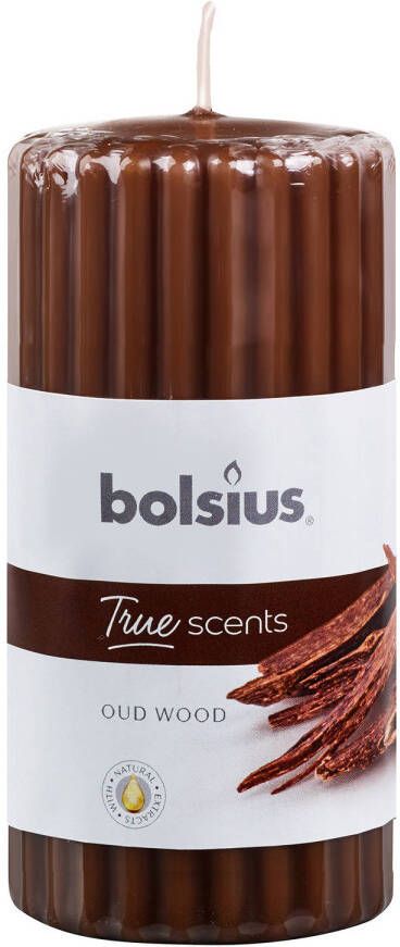 Bolsius geurkaars True Scents Oud Wood 12 cm wax bruin
