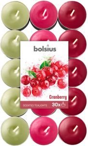 Bolsius geurkaarsen theelicht Cranberry rood wit 30 stuks