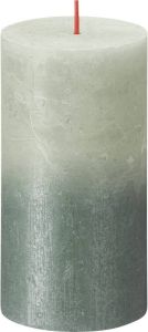 Bolsius Rustiek fading metallic stompkaars 130 68 Foggy green Oxid blue