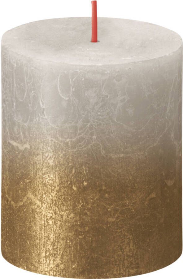 Bolsius Rustiek fading metallic stompkaars 80 68 Sandy grey Gold