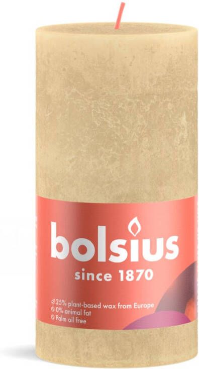 Bolsius Rustiek stompkaars shine 130 x 68 mm Oat beige kaars