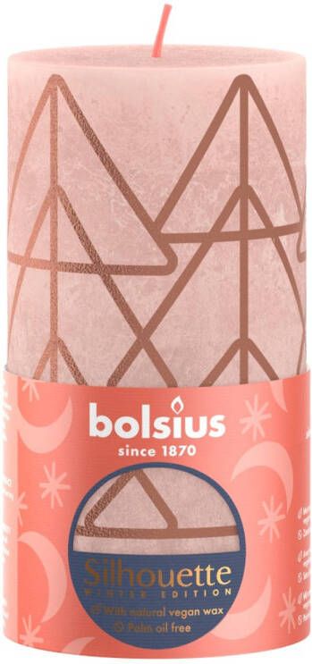 Bolsius Rustiek stompkaars silhouette 130 x 68 mm Misty pink print kaars