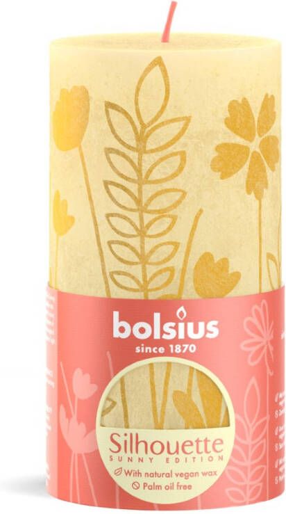 Bolsius Rustiek stompkaars silhouette 130 68 butter yellow