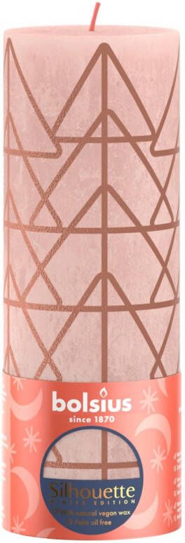 Bolsius Rustiek stompkaars silhouette 190 x 68 mm Misty pink print kaars